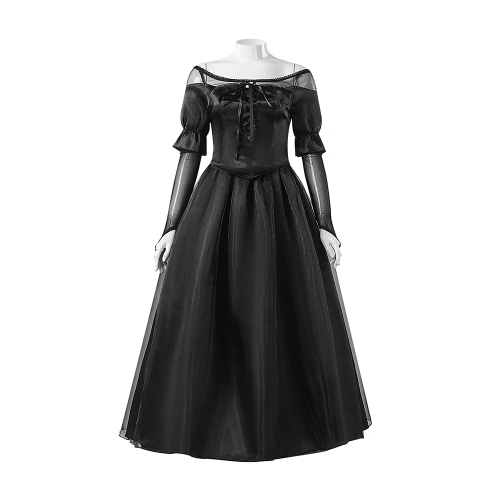 Movie Lydia Deetz Cosplay Costume Adult Women Black Wedding Dress Uniform Halloween Clothes Outfit