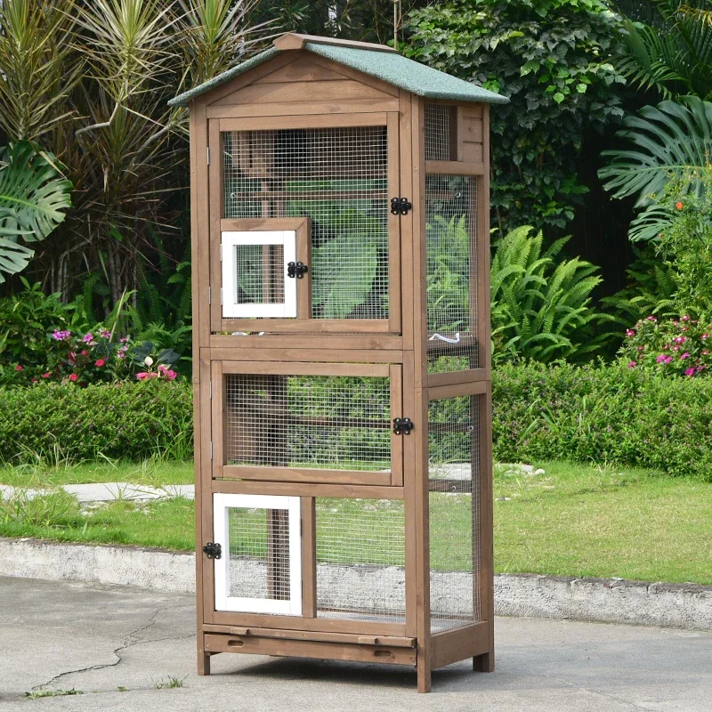 Outdoor Parrot Aviary, Large Pigeon Pachyderm Pearl Bird Breeding House, Home Solid Wood Cyclone Modelling Pet Villa