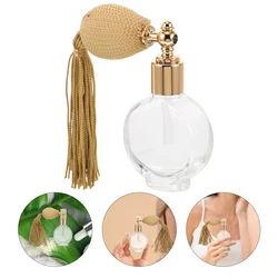 Vintage Powder Bottle Round Flat Tassel Bulb Glass Empty Atomizer Refillable Travel Spray Bottle Fine Mist