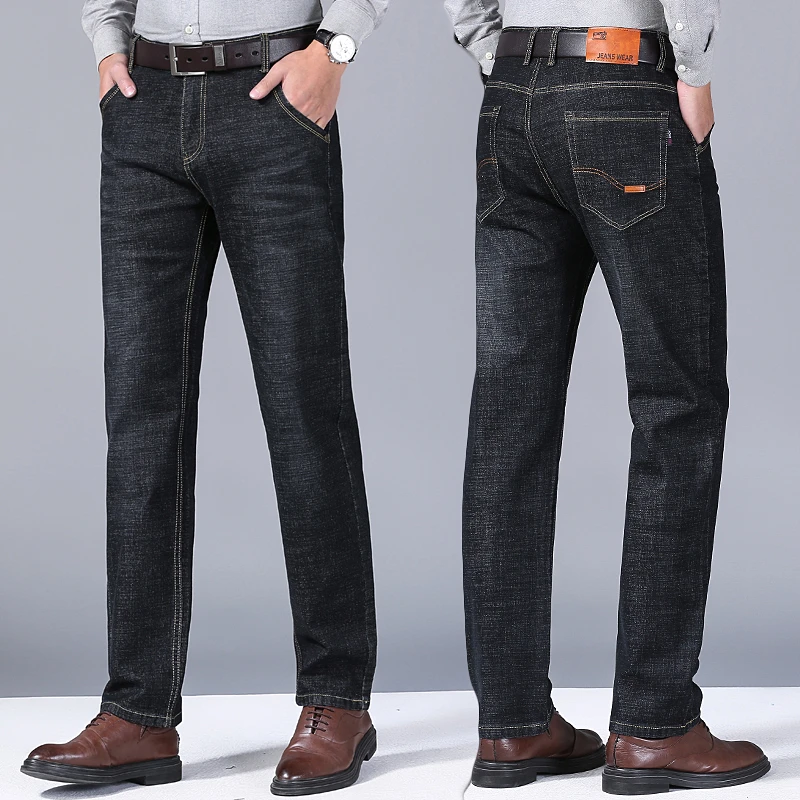 Klassische lange gerade Freizeithose für Herren, modische Denim-Jeans, Business-Cual-Hose, Übergröße 28–50