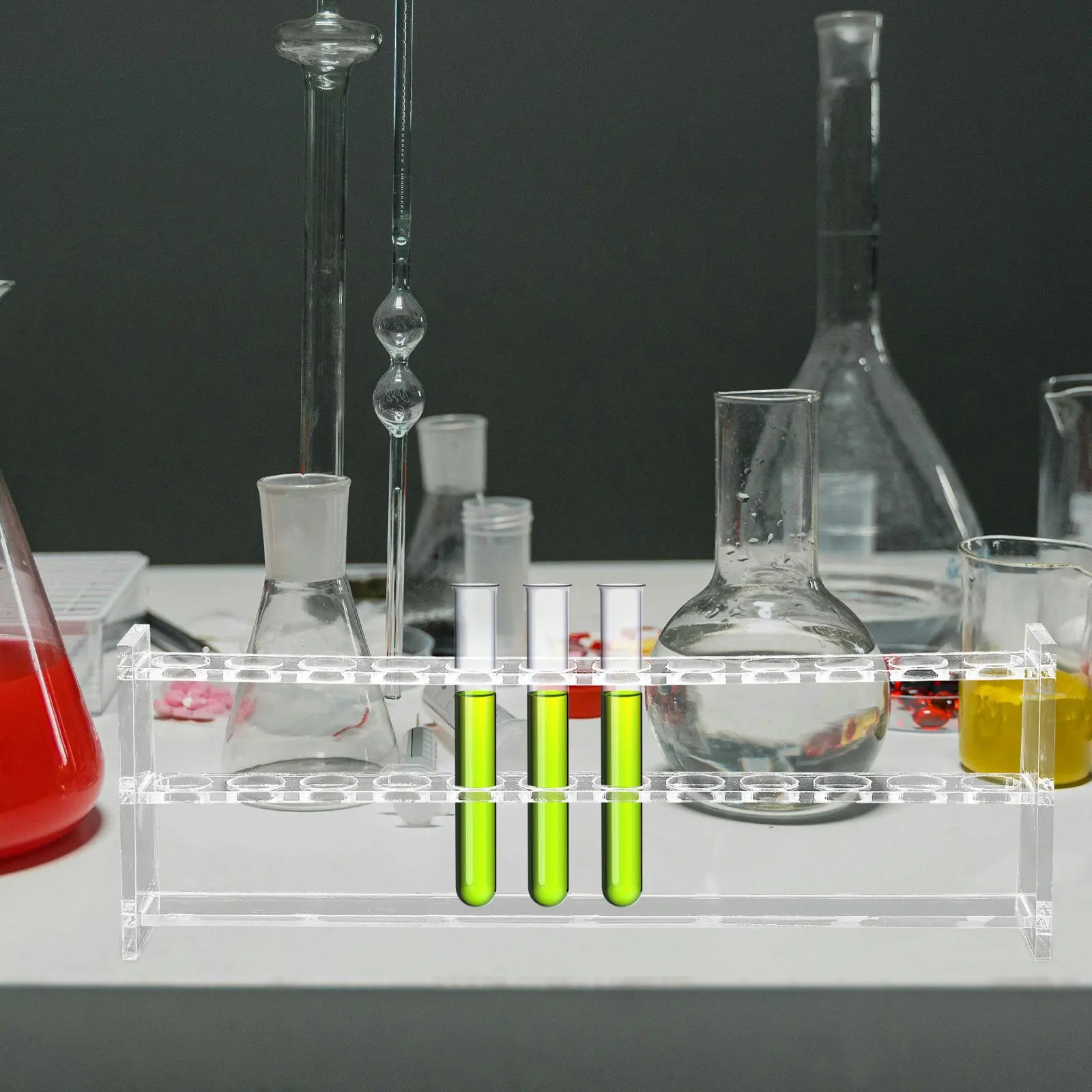 12-Hole Transparent Acrylic Test Tube Rack for Laboratory Scientific Experiments School Labs Industrial Testing Tube Storage