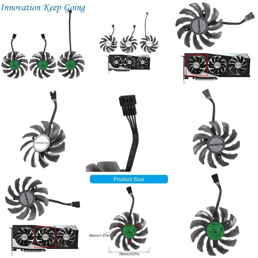 

E65C 78mm 4pin PLD08010S12HH для 3050 3060 3060TI Gaming OC Замена видеокарты.