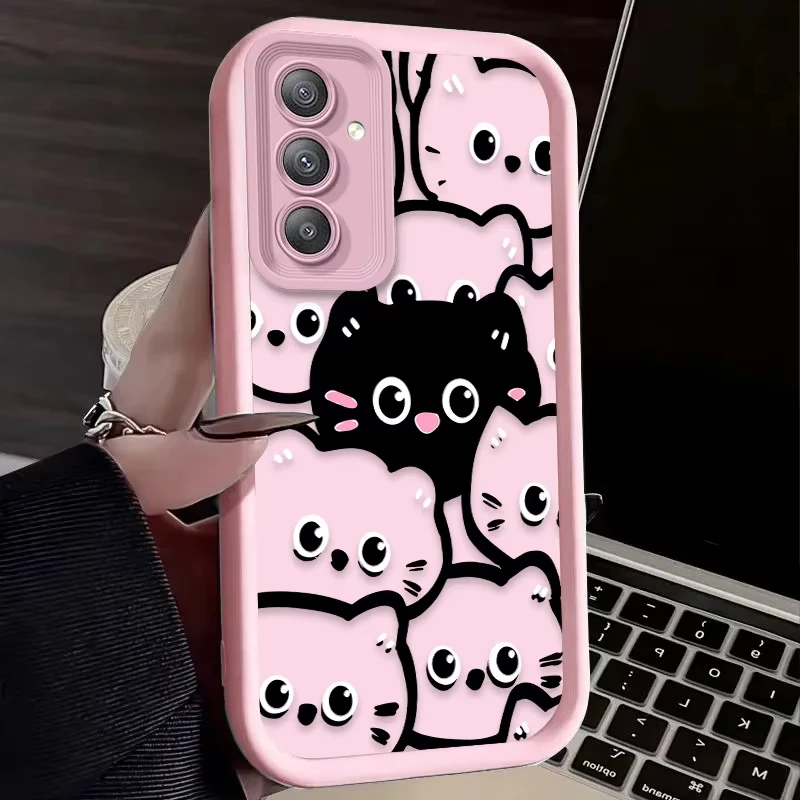 かわいい猫のハート型の足跡付きスマホケース、Samsung Galaxy A14 A15 5G S21 S22 S23 S24 S25 5G FE Plus Ultra A25 A35 A52 A53 A54 A55 5G対応