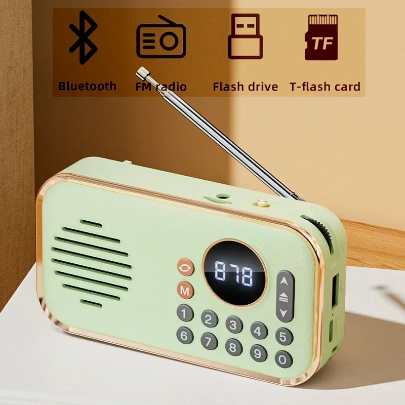 

FM Radio Portable Wirelress Hifi Sound Bluetooth Speaker TF Card USB MP3 Music Player Best Reception Radios Receiver Mini Pocket