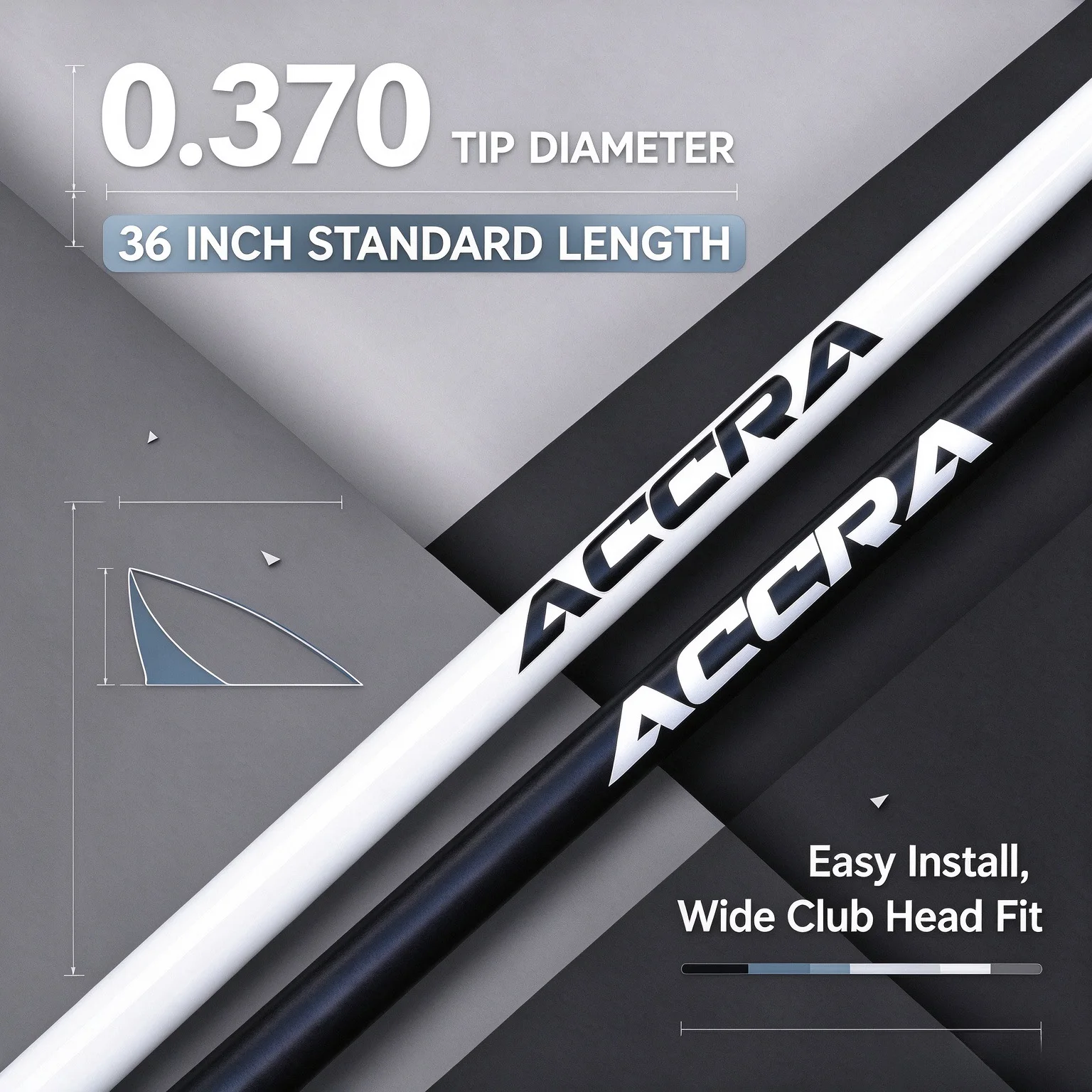 Golf Putter Graphite Replacement Shaft, Tip Size 0.370, 36inch Specifications, Suitable for Both Left and Right Handed Players, Black and White Dual Color, Stable and Durable Structure, Stable Ball Control on the Green, Halloween and Christmas Golf Gift
