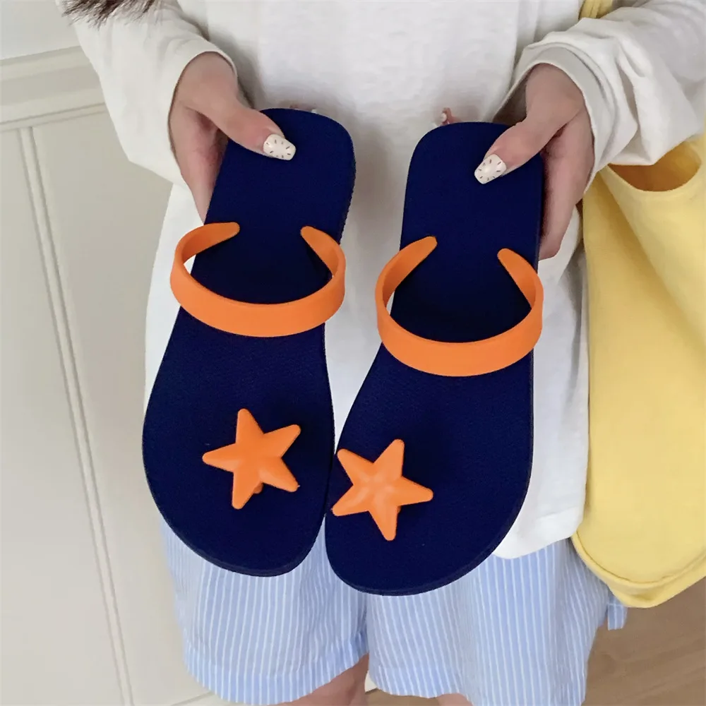 New Women Cool Slippers Summer Comfort Beach Students Enjoy Beach Leisure Vacation Style Heart-Shaped Star Girl Flip Flops Shoe
