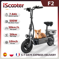 iScooter F2 Electric Scooter 500W Foldable Scooter 7.8Ah Electric Kick Scooter 30km Range 30km/h E-Scooter With Basket 2025