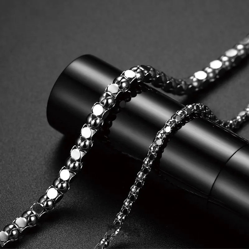 BOCAI New S925 Sterling Silver Jewelry Simple and Fashionable Mirror Finish Round Bead Chain Selected Gifts for Men and Wome