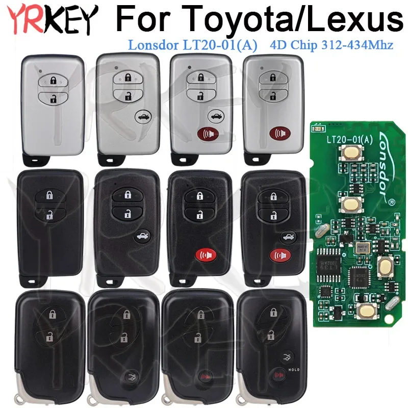 Lonsdor LT20-01EN Universal for Toyota RAV4 Prado Corolla Camry for Lexus ES IS LS Keyless 4D Chip 312-434Mhz Smart Remote Key