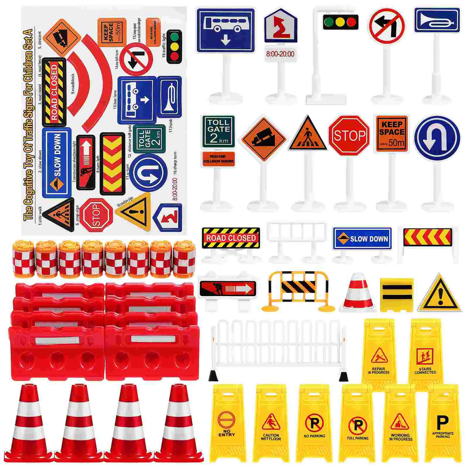 Traffic Signs Street Signs Toys Sets Traffic Models Kids Educational Accessories for Traffic Knowledge Learning Sandbox Supplies