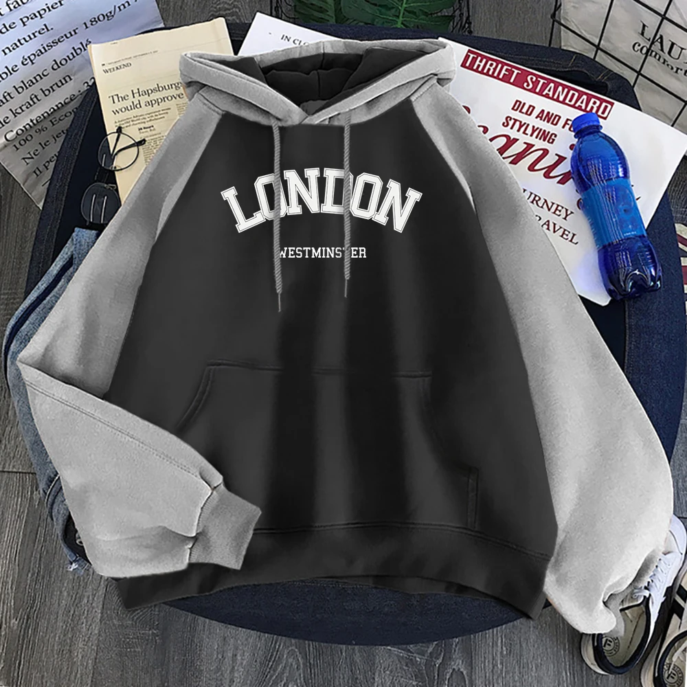 London Westminster Street Letter Print Woman Hoodie Fashion Oversize Sweatshirt Casual Fleece Hoody Autumn Soft Warm Streetwear