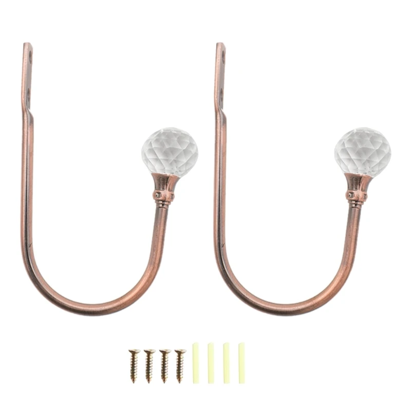 2Pcs U Shape Crystal Curtain Tieback Decorative Wall Hook Household Supplies for Home Festival Wall Door Curtain Drop Shipping