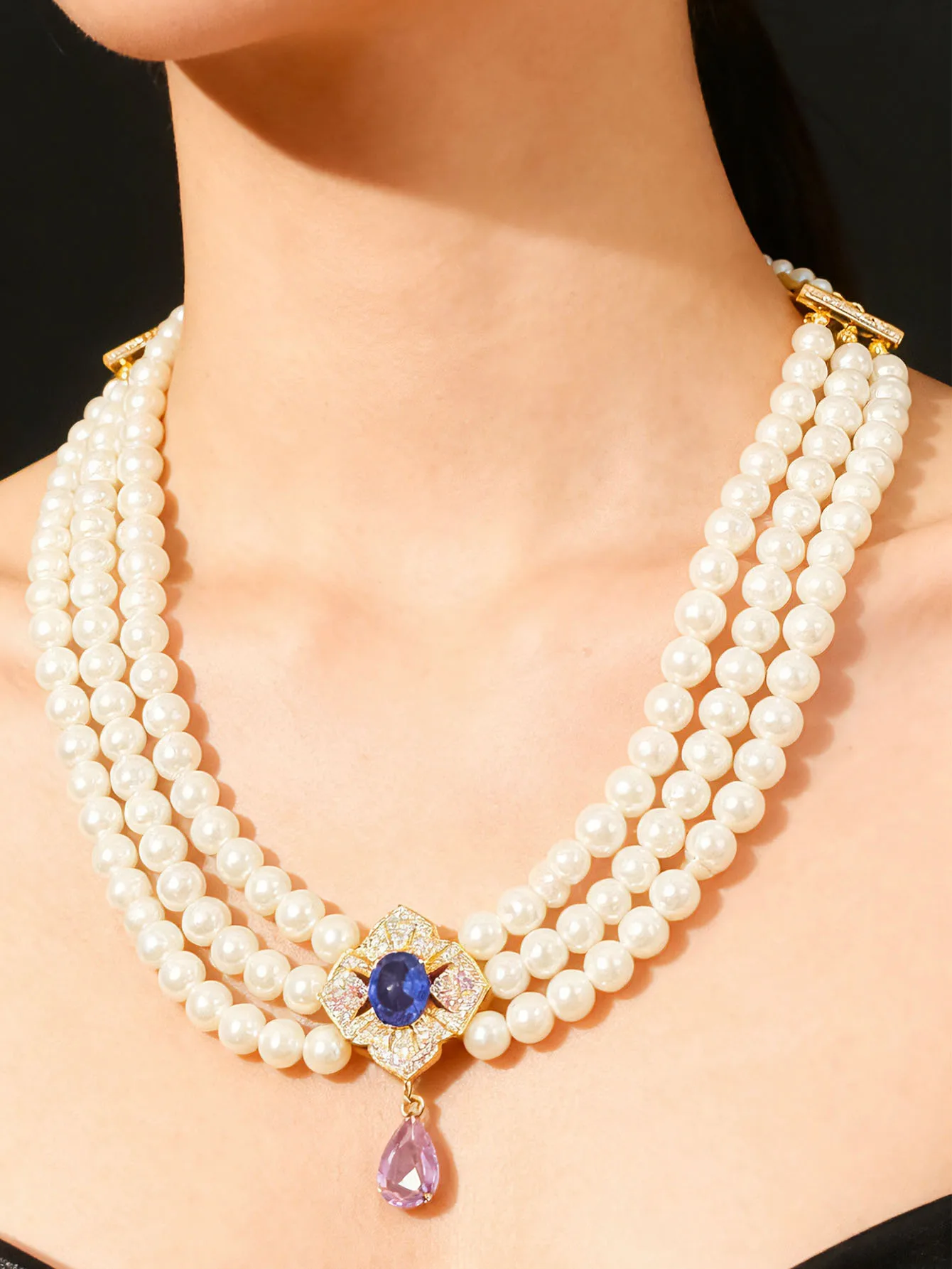 

2025 New handmade 2A glass imitation pearl women's necklace for birthday wear