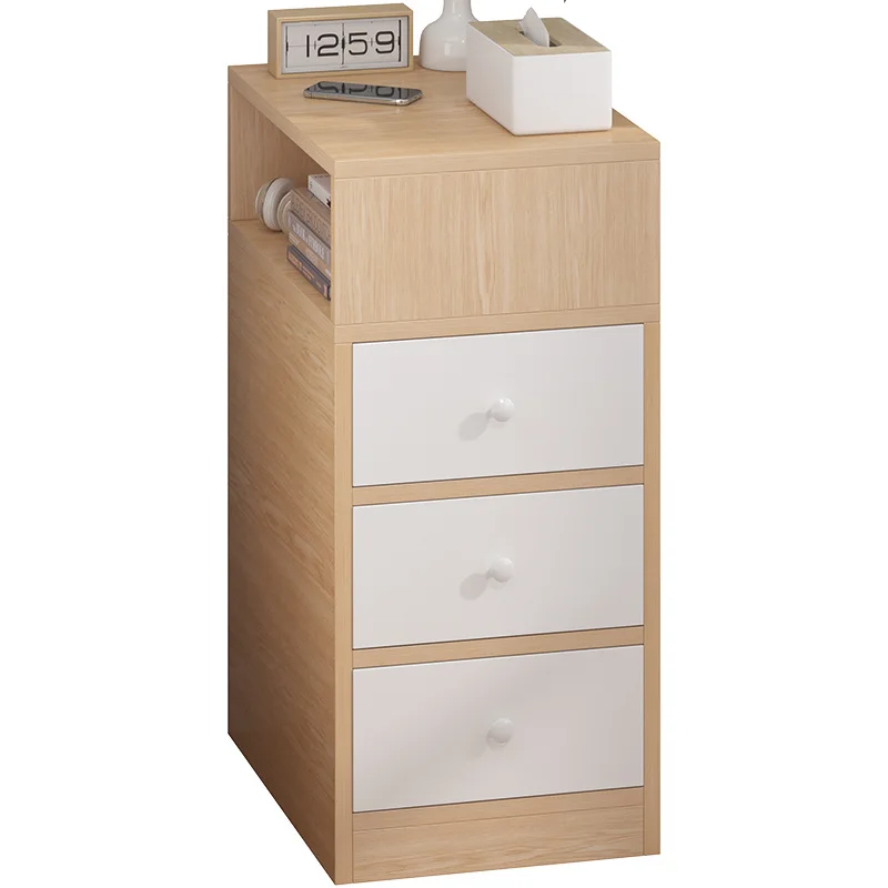 

bedside table, very narrow space, small multi-functional storage cabinet, bedroom light luxury chest
