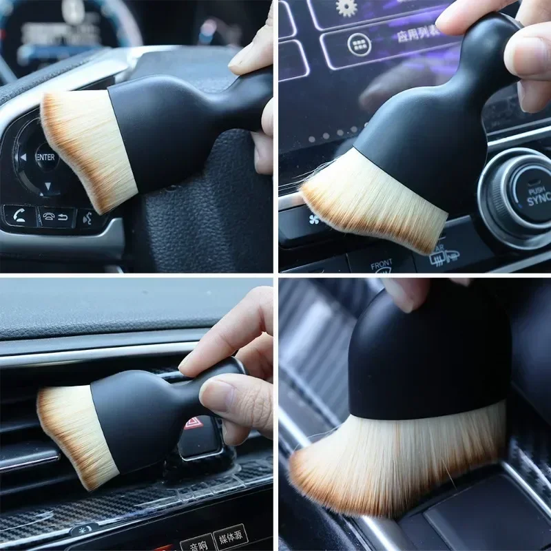 Car Interior Cleaning Brush Keyboard Air Conditioner Camera Thick Soft Fur Clean Brush with Cover Crevice Dust Detailing Tools