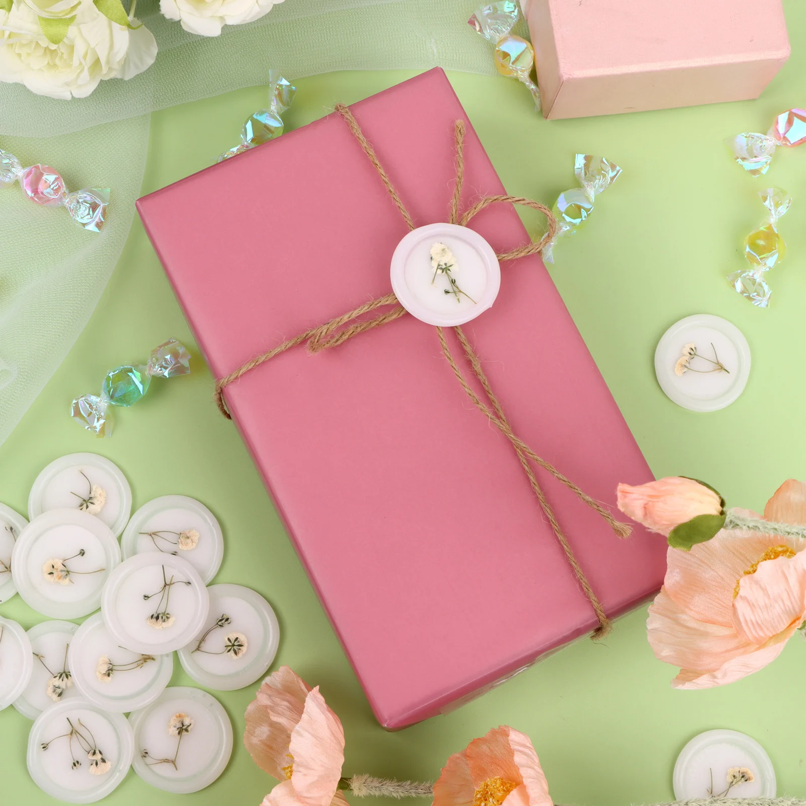 60 Pcs adesivi autoadesivi con sigillo di cera per buste di nozze bastoncini di sigillo di cera floreale a secco per l'alito del bambino adesivo con sigillo di cera per matrimoni B