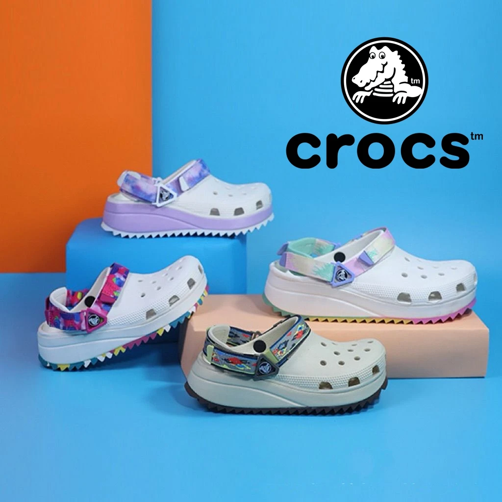 Crocs Classic Elevated Platform Clogs with Colorful Straps Trendy Soles Closed-Toe Slip-Ons Outdoor Breathable Beach Shoes