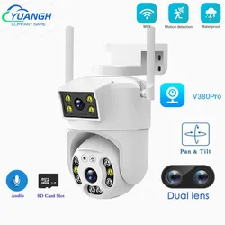 4MP Dual Lens WIFI Camera For Outdoor V380 Pro Security Protection Color Night Vision Waterproof CCTV Camera