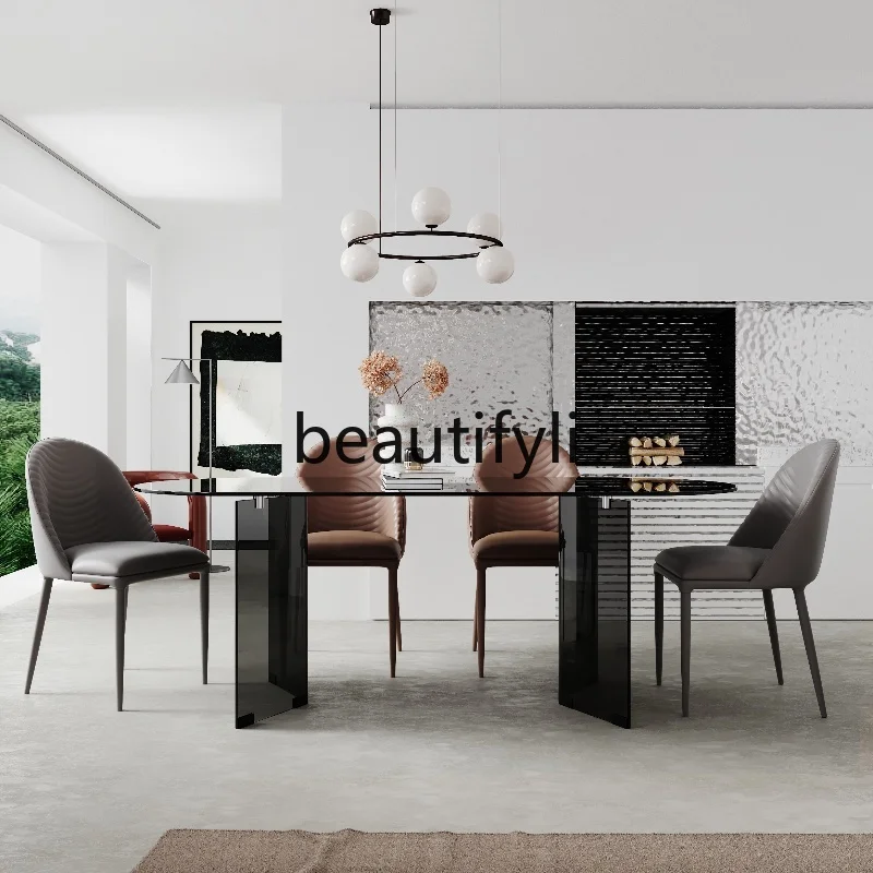 

Tempered glass dining table Italian minimalist household dining room dining table business negotiation table