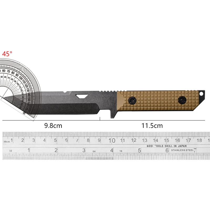 EDC Stainless Steel Camping Survival Knife With Scabbard High Hardness Outdoor Utility Knife For Self Defense Hiking Fishing Bbq