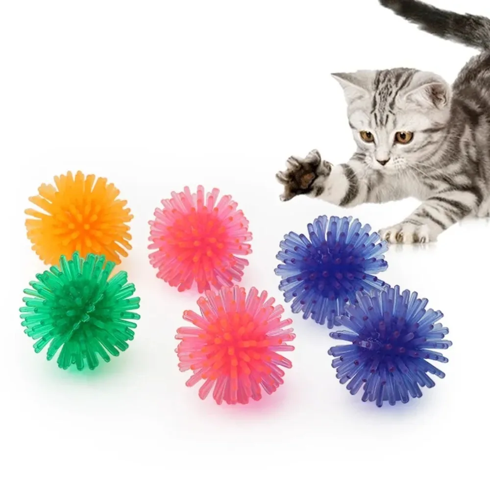 10pc Funny Hedgehog Ball Pet Toys Massage Colorful Stretch Plastic Interactive Soft Spiky Pet Supplies Decompression Mini Game