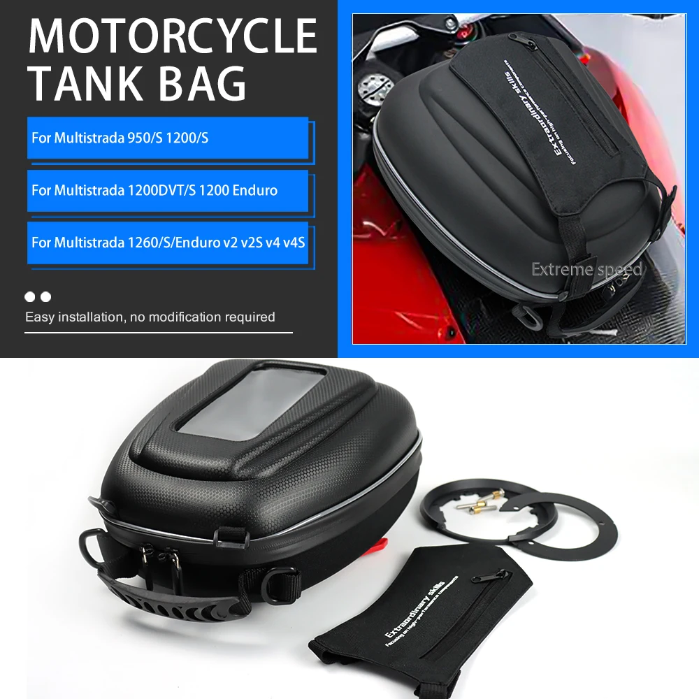 

Detachable Tanklock Flange Tank Bag Luggage For Ducati Multistrada 950/S 1200/S DVT/S Enduro 1260/S/Enduro V4 V2 2010-2024