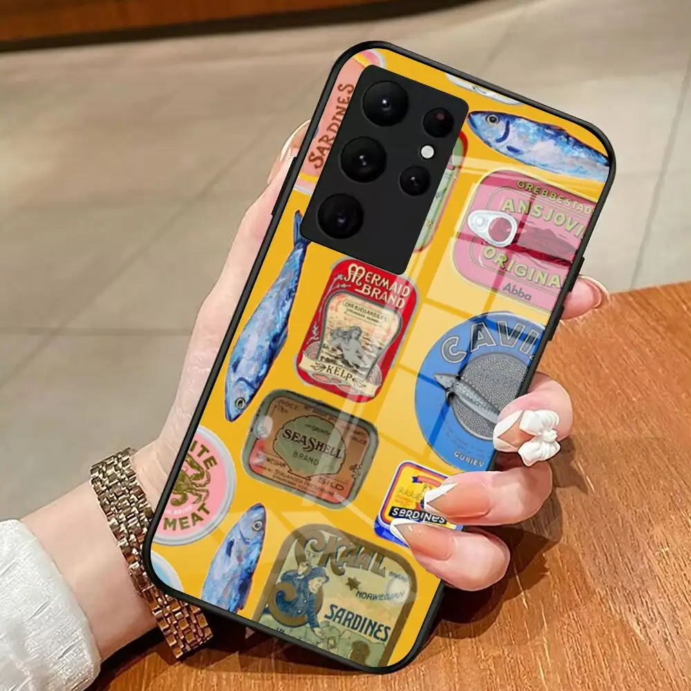 Sardines Phone Case For Samsung S26 S25 Edge S24 S23 S22 Ultra Plus Fe A57 A37 A17 A56 5G Glass Cover