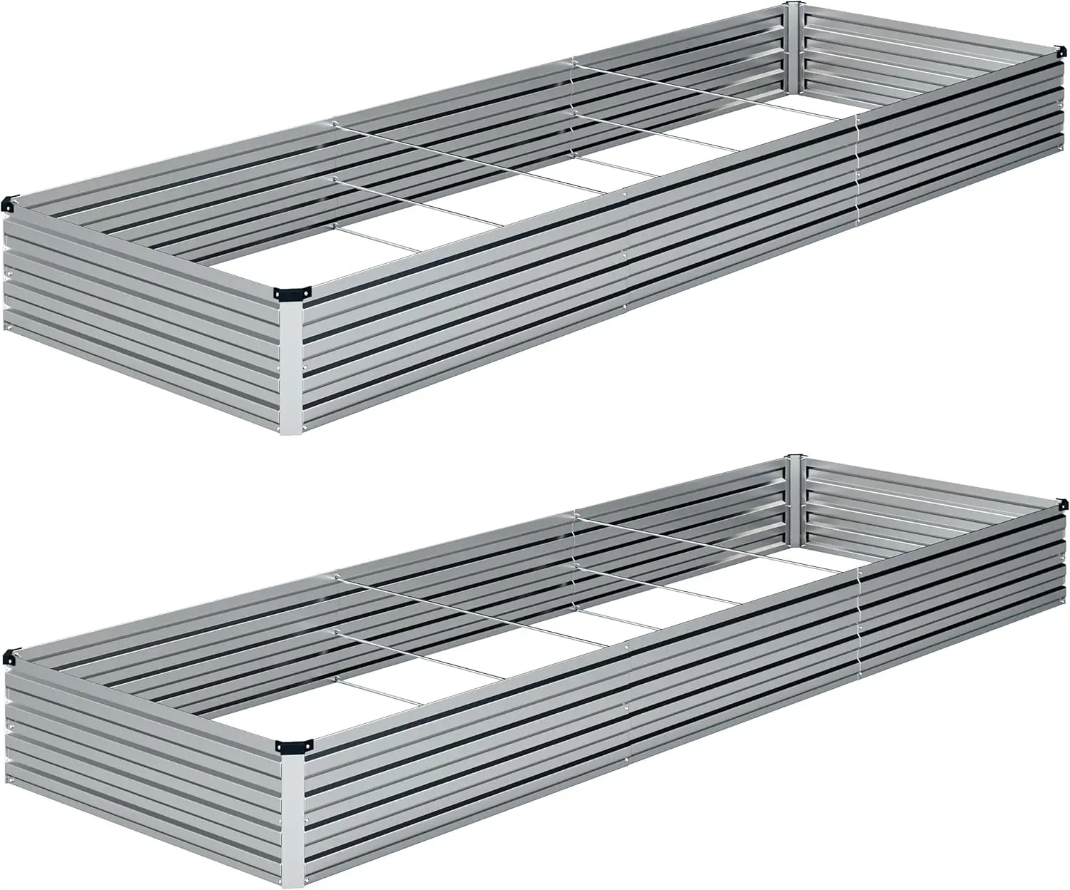 Raised Garden Bed & Planter Box, Galvanized Metal, 10x3x1FT Silver(2PCS)