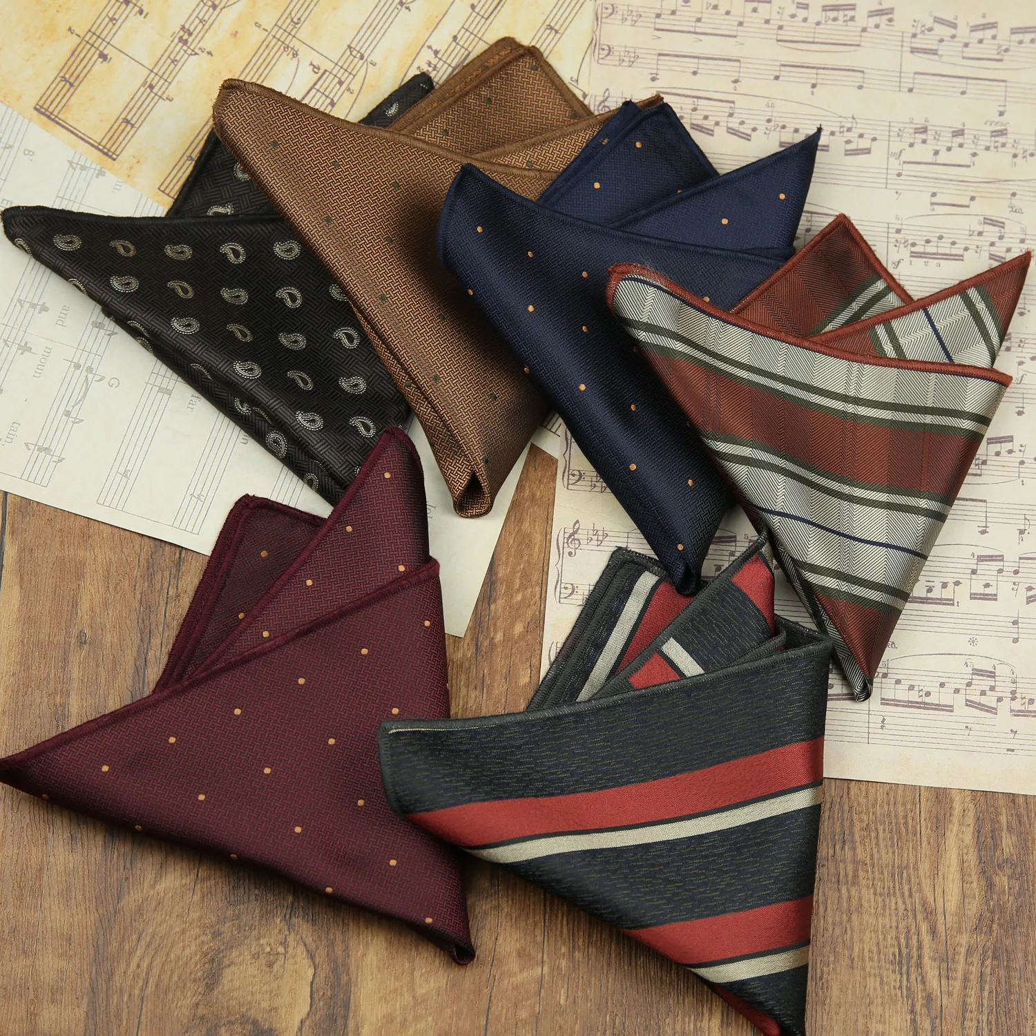 Classic Striped Pocket Square, Green Dots Design