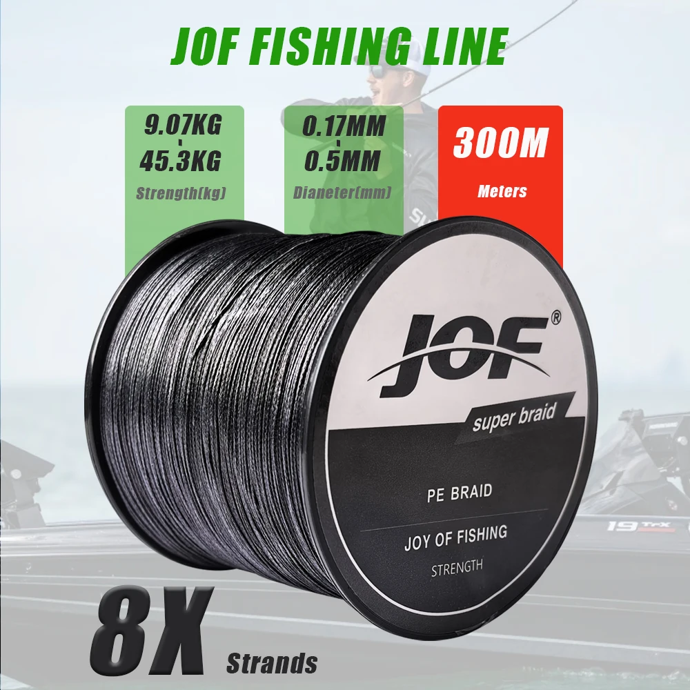 JOF Neue Geflochtene Angelschnur, Dünner Durchmesser Superline, Stärker Geflochten, Glatt, Weich, Abriebfest Salzwasser Geflochtene Schnur 300-1000M