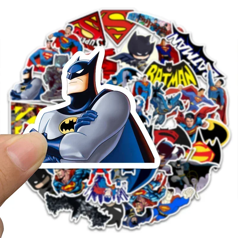 45 Pcs/set Bat-man Ledger Stickers Anime Figures Surper-man Waterproof Self-adhesive Decals Material Ledger Kids Birthday Gifts