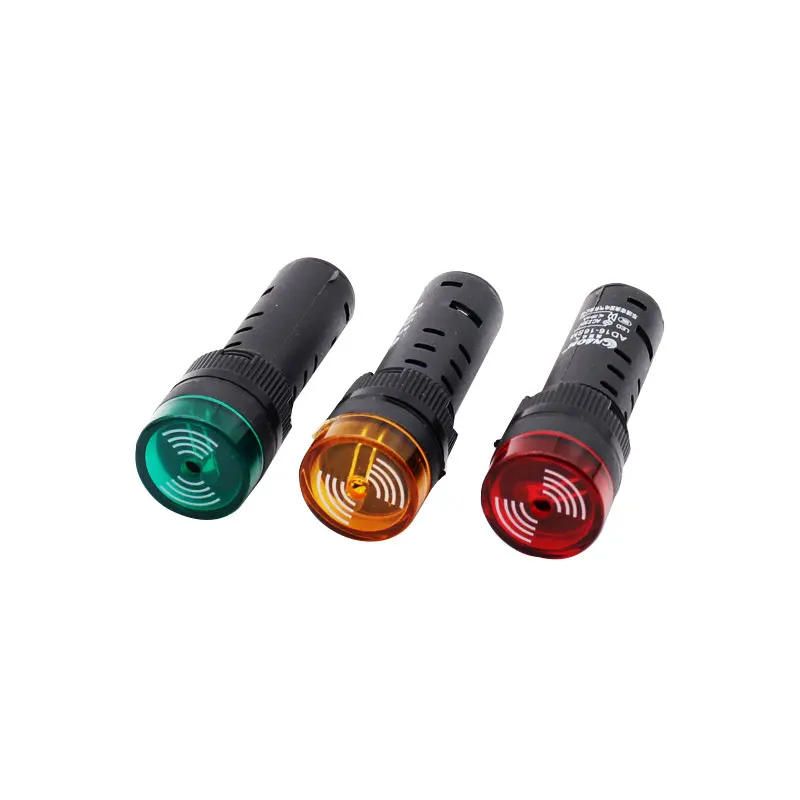 16mm/22mm AD16-22SM 12V 24V 110V 220V 380V Flash Signal Light Red LED Active Buzzer Beep Alarm Indicator Red Green Yellow Black