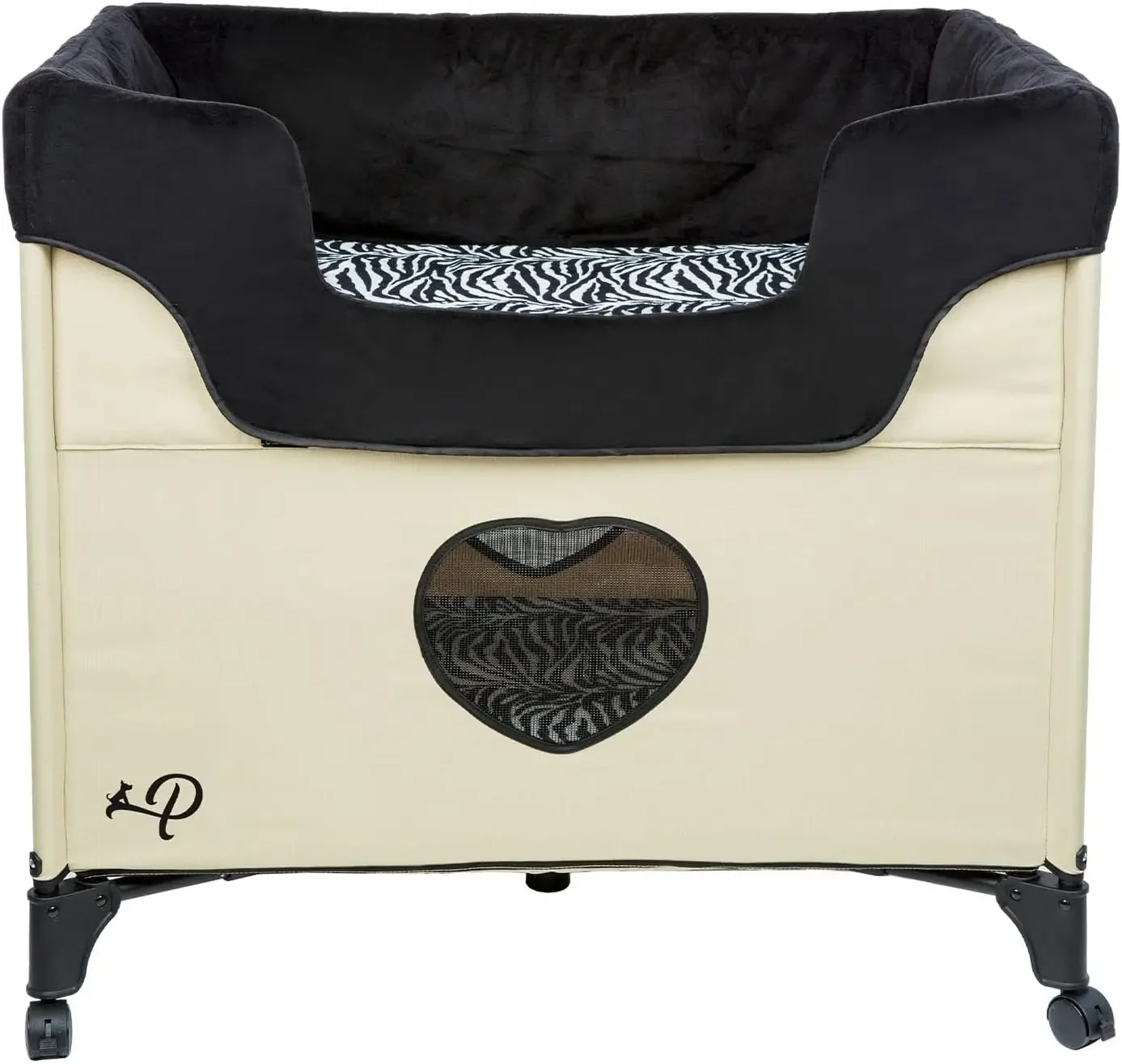 Bedside Lounge Pet Bed, Raised Bunk Bed for Medium Size Pets for Cats & Dogs, Zebra Vibes Design