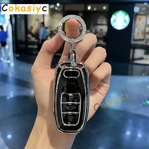 Fob 키 체인 새로운 TPU 6D 도금 자동차 원격 스마트 키 커버 케이스 쉘 아우디 A1 A3 A4 A5 A6 A7 A8 Quattro Q3 Q5 Q7 2009-2015