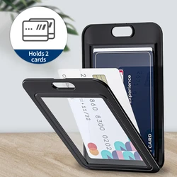 Vertical Card Holder Double Sided Transparent Hard Plastic Card Protector Multi-color Work Id Card Holder Pass Badge Badge