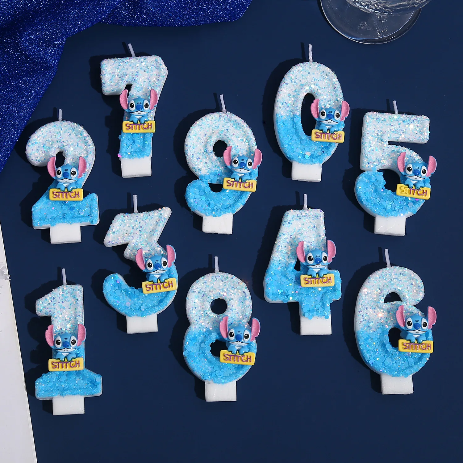 غرزة أرقام 0-9 شموع كعكة عيد الميلاد الديكور حفلة عطلة عيد ميلاد الشموع المصنوعة يدويا