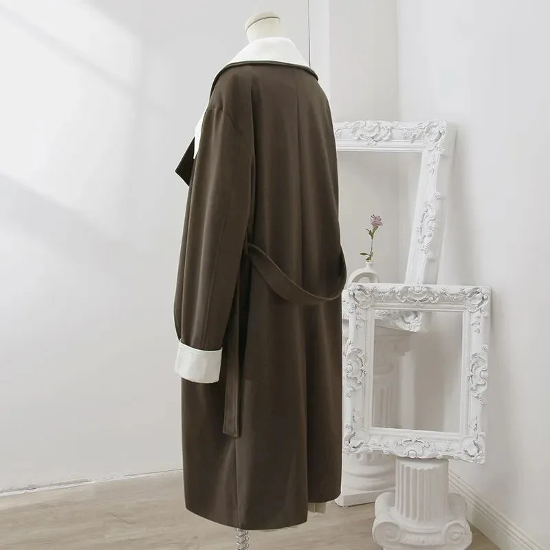 Giacca antivento da donna nuova primavera e autunno 2025 Giacca a vento con cinturino in due pezzi finto con giunture larghe