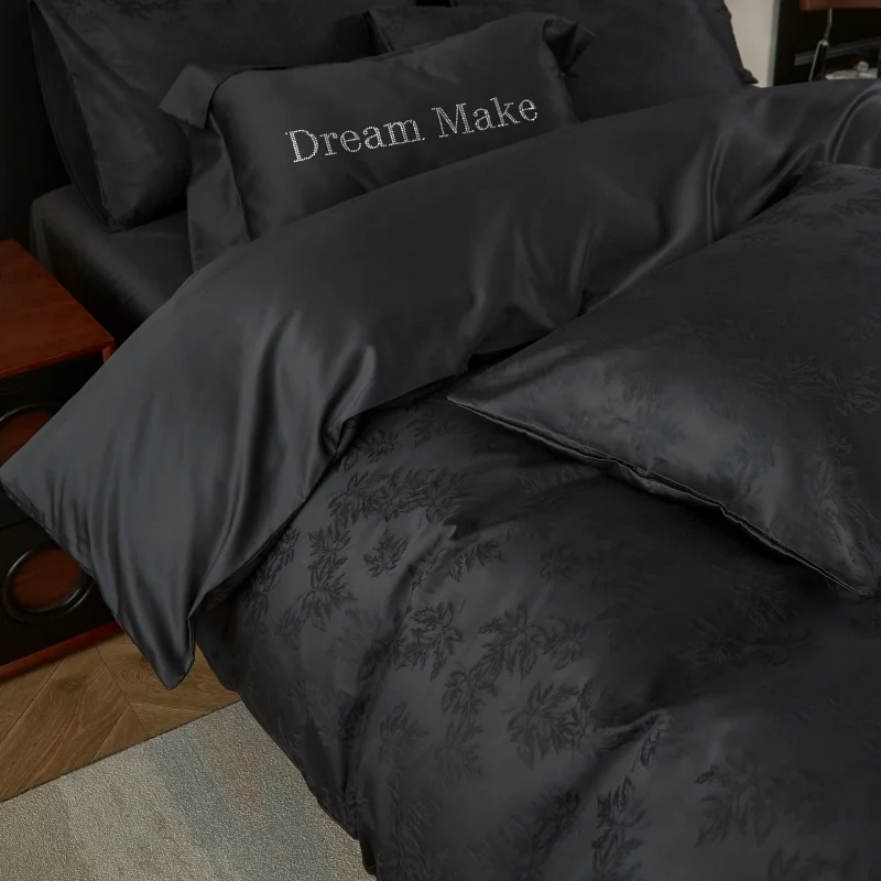 Long Staple Cotton Gongsatin Jacquard Bedding Set Single Double Queen Size Duvet Cover Bedsheet Pillowcase Luxury Quilt Cover