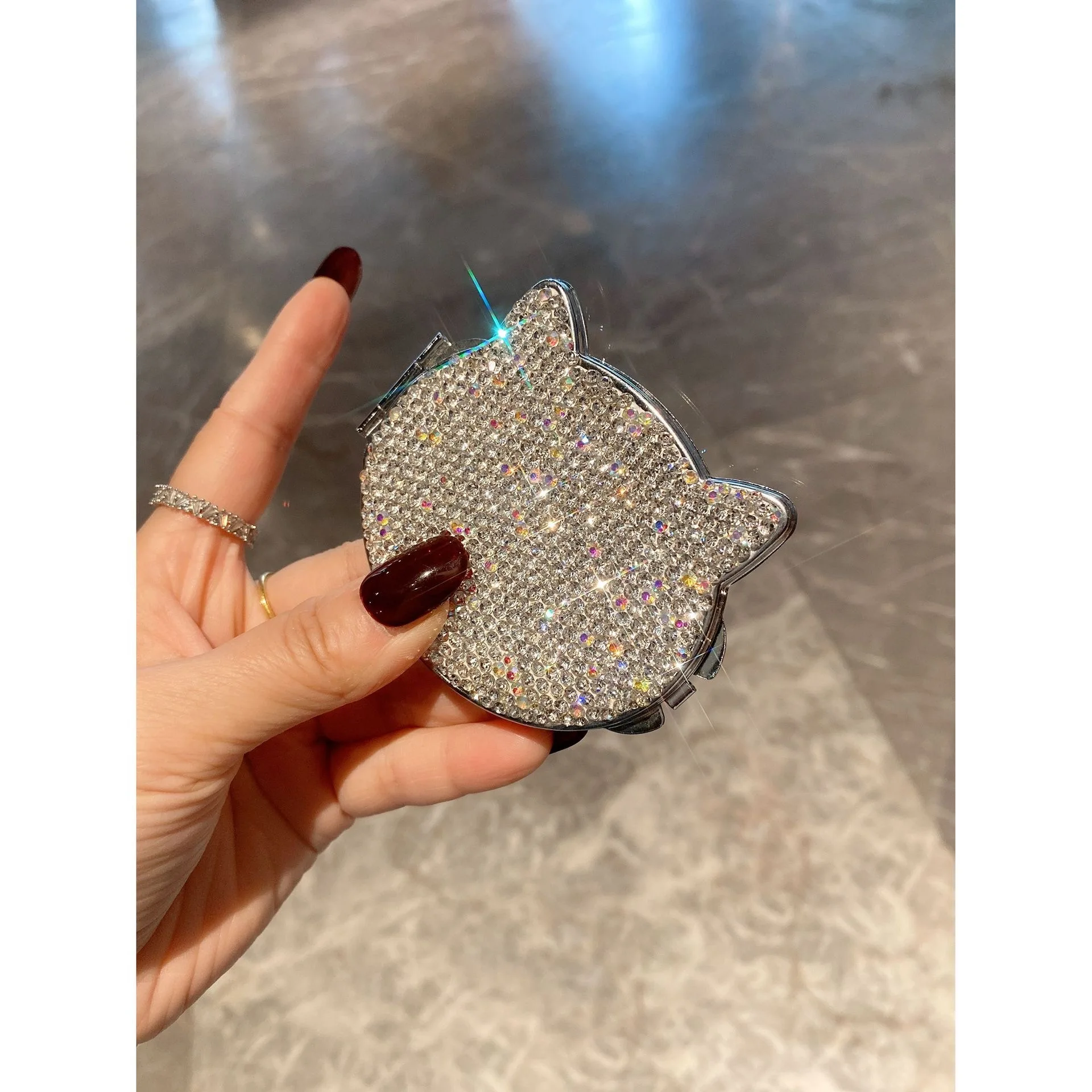 Portable Stainless Steel Makeup Double Sided Mirror Pocket Folded-Side Cosmetic Make Up Mirror Small Various Shapes 1pc Women G