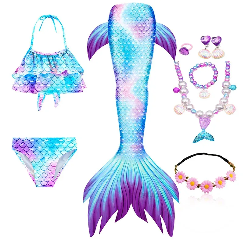 Girls Mermaid tail Kids Beach Pool Clothes Bathing Suit the Little Mermaid Costume Bikini Cosplay Children Christmas Swimsuit