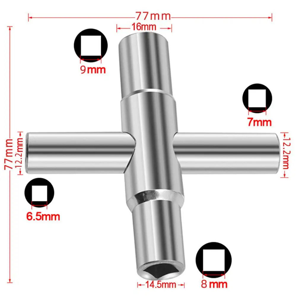 4 IN 1 Universal Faucet Wrench Square Key Plumber Bathroom Wrench For Gas Electric Meter Cabinets Bleed Radiators 6.5/7/8/9mm