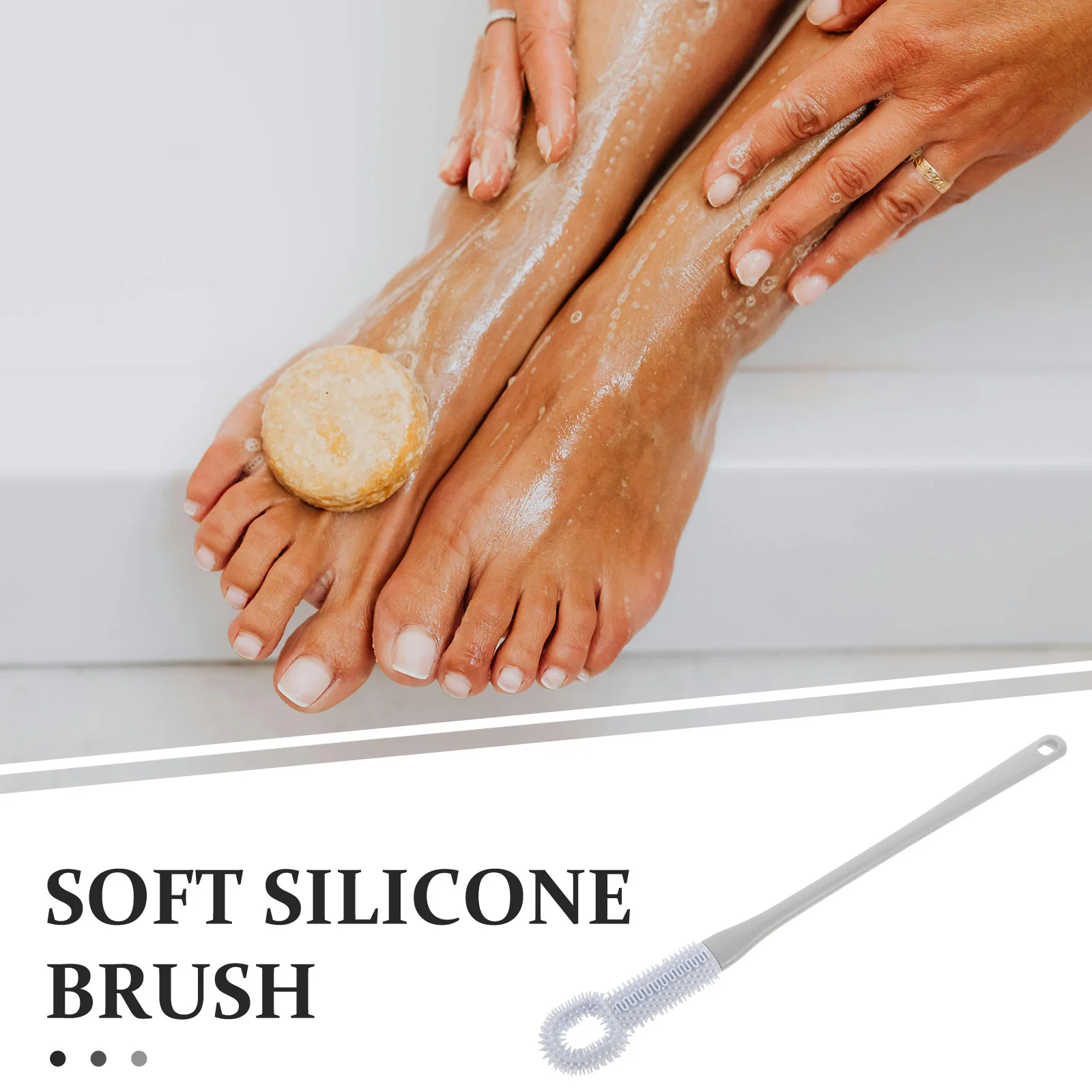 

Pink Foot Brush for Shower Soft Silicone Long Handle Toe Cleaner Between Toes Foot Scrubber Exfoliating Wash Tool