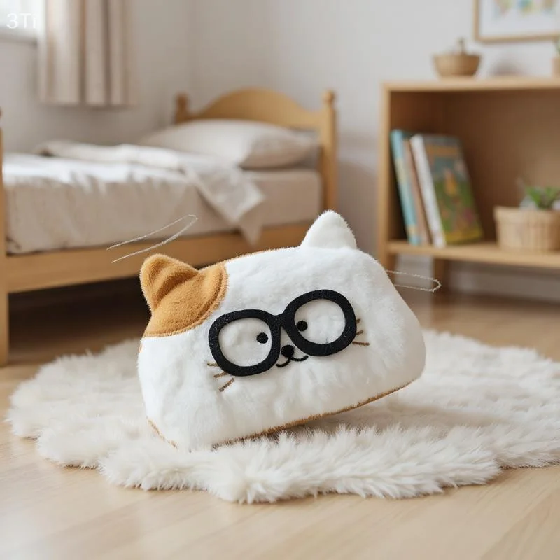 Adorable Eyeglasses Dog Cat Soft Toy Pencil Pouch High-capacity School Supply Storage Purse Small Cash Holder Birthday Presents