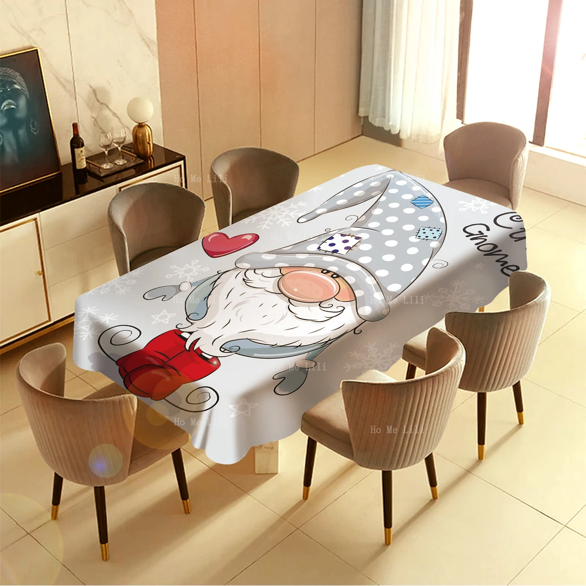 Cute Cartoon Christmas Gnome Owl Art Xmas Tree Holiday Party Rectangle Tablecloth By Ho Me Lili For Dining Tabletop Decor