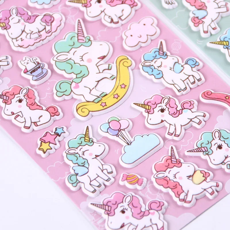 4 pcs Unicorn Foam Cartoon 3D Decorative Colorful Stickers Diary Sticker Scrapbook Decoration PVC Stationery Stickers