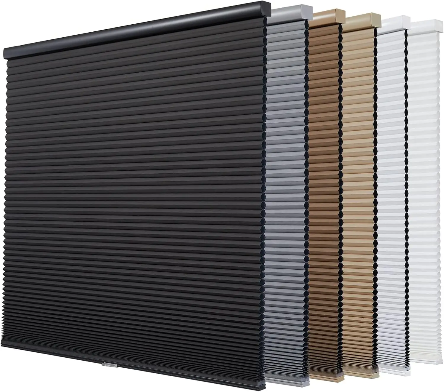 

Cordless Blackout Cellular Shades for Windows - Energy Saving Honeycomb Blinds, Custom Size (Black, 46"W x 48"H)