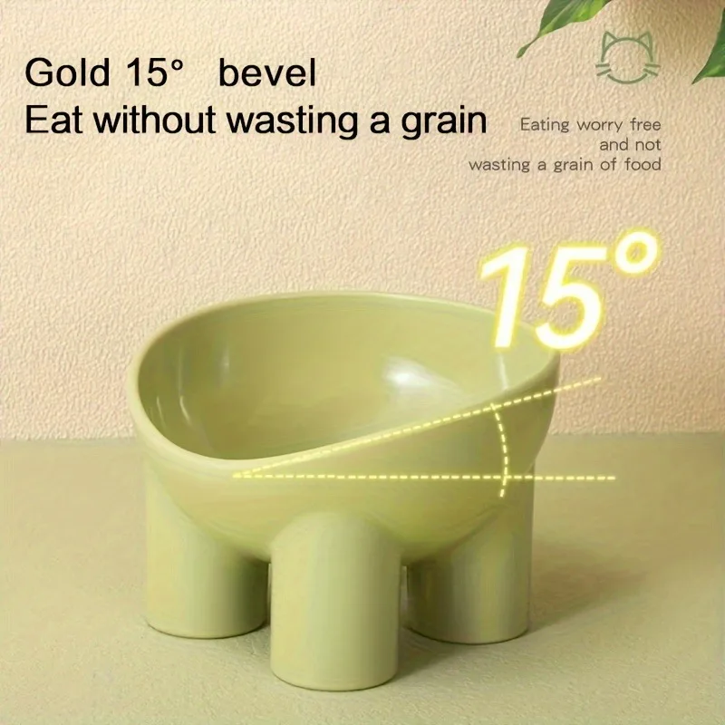 Elevated Cat Bowl with Stand - Durable Plastic Pet Food & Water Dish, Sleek Modern Neck-Friendly Feeding for Cats & Dogs