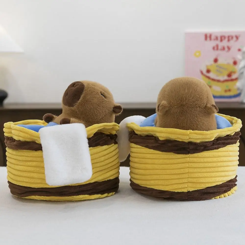 Fluffy Plush Capybara Plush Toy Brown Plush Animal Cartoon Capybara Cotton Doll Soft Cute Capybara Stuffed Doll Room Decor