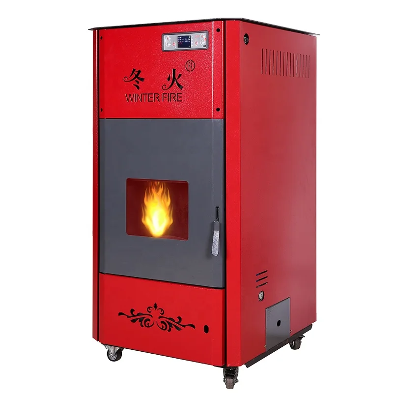 Estufa de pellets de leña automática personalizada de 10kW, Control remoto, chimenea de calefacción de agua Central de biomasa moderna, quemador de leña, caldera de pellets