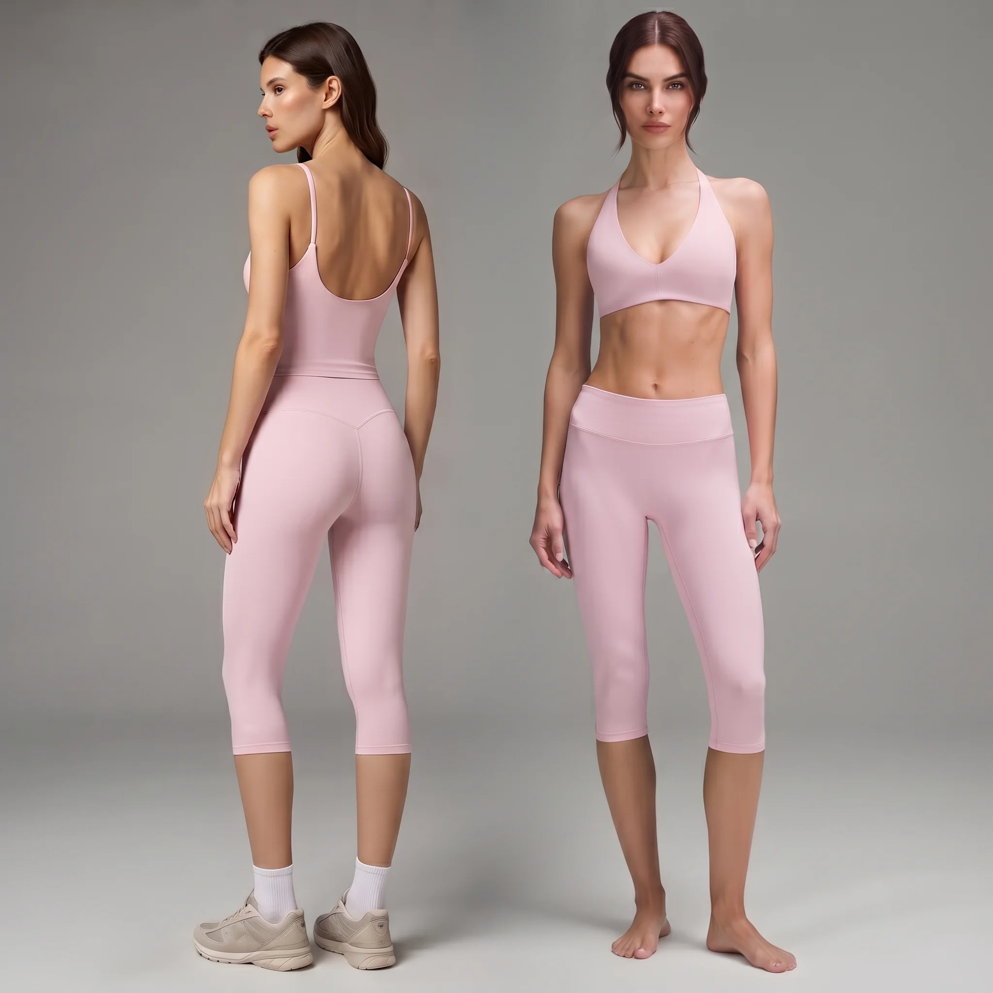 Women Yoga Set Sports Bra Camisole Tank Top High Waist 7/8 Leggings Workout Fitness Gym Pilates Activewear 2 Piece Sport Suit